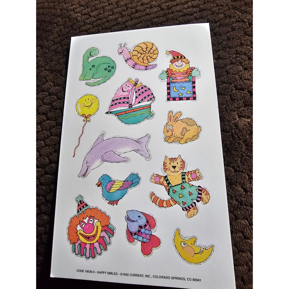 Vintage Current 1992 Happy Smiles 1 Sheet‎ Of Stickers